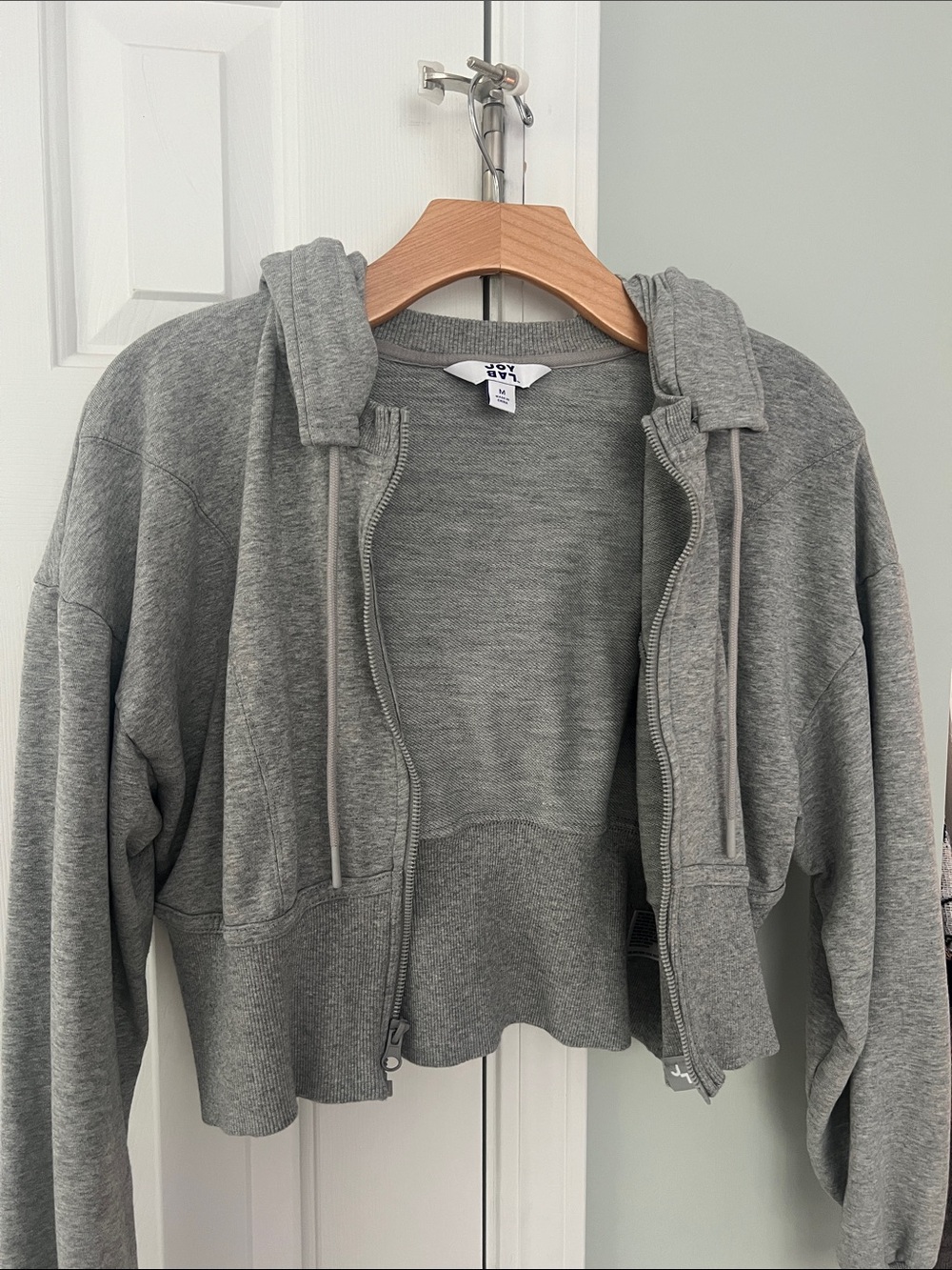 JoyLab Gray Cropped Zip-Up Hoodie